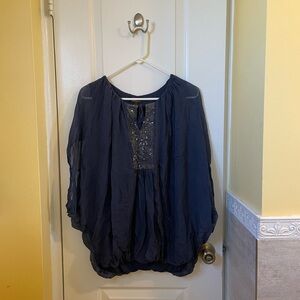 Vintage 1990s Navy Beadwork Tunic